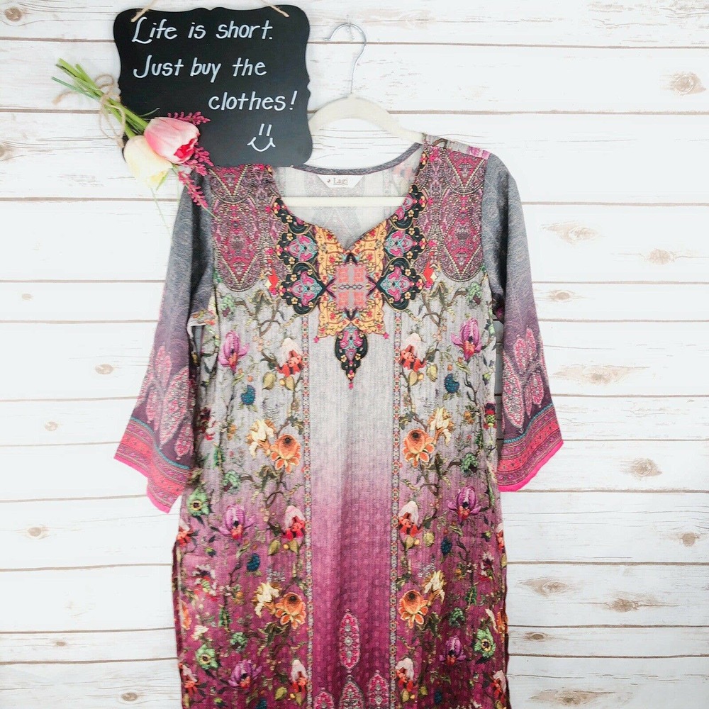 Lagi India Tunic Top Size L Floral Paisley